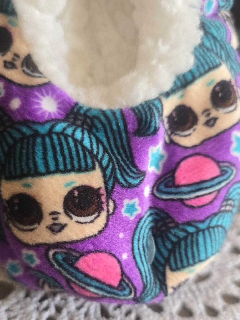 L.O.L. Surprise! Purple and Teal Girls' Plush Footie Slippers